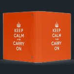 Keep Calm and Carry On Vermillion Binder<br><div class="desc">The classic British propaganda poster featuring the classic slogan "Keep Calm and Carry On". This version has been given a stunning Vermillion coloured background. This bright orange tone really gives this design some extra punch!</div>