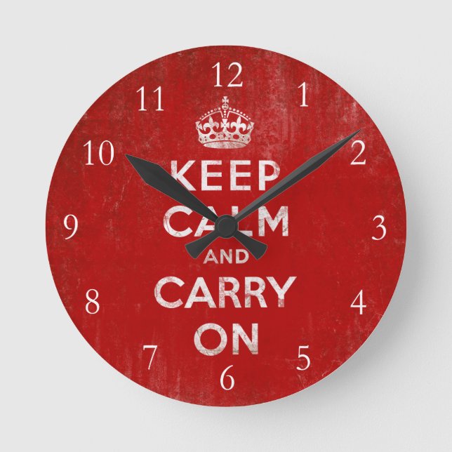 Keep Calm and Carry On, Vintage Round Clock (Front)