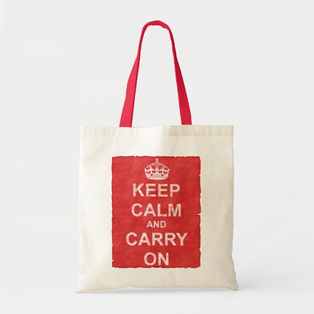 Keep Calm and Carry On Vintage Tote Bag (Front)