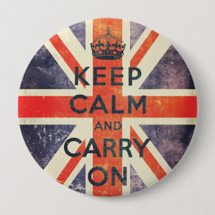 keep calm and carry on vintage Union Jack flag 4 Inch Round Button