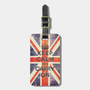 keep calm and carry on vintage Union Jack flag Luggage Tag
