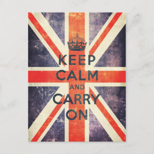 keep calm and carry on vintage Union Jack flag Postcard