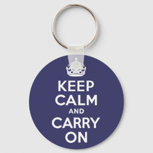 Keep Calm And Carry On. White. Best Price! Keychain