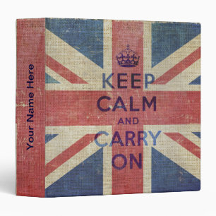 Keep Calm and Carry On with UK flag    Binder