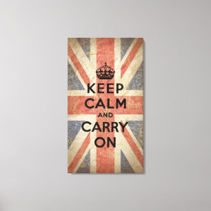 Keep Calm and Carry On with UK  Flag Canvas Print