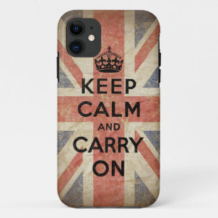 Keep Calm and Carry On with UK  Flag iPhone 11 Case