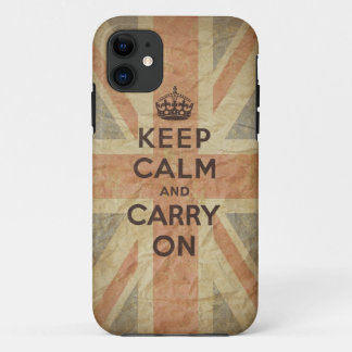 Keep Calm and Carry On with UK  Flag iPhone 11 Case
