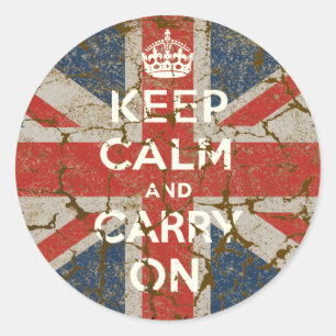 Keep Calm and Carry On with UK  Flag Classic Round Sticker