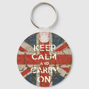 Keep Calm and Carry On with UK Flag Keychain