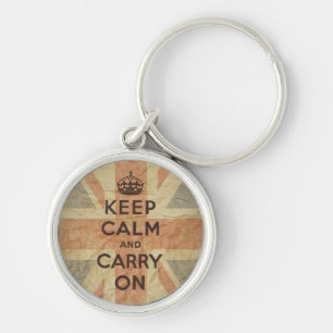 Keep Calm and Carry On with UK Flag Keychain
