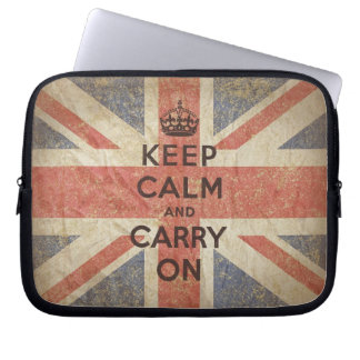 Keep Calm and Carry On with UK Flag Laptop Sleeve
