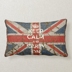 Keep Calm and Carry On with UK  Flag Lumbar Pillow