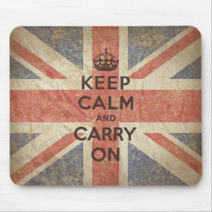 Keep Calm and Carry On with UK Flag Mouse Pad