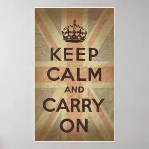 Keep Calm and Carry On with UK Flag Poster