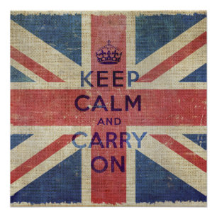 Keep Calm and Carry On with UK flag   Poster