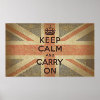 Keep Calm and Carry On with UK  Flag Poster