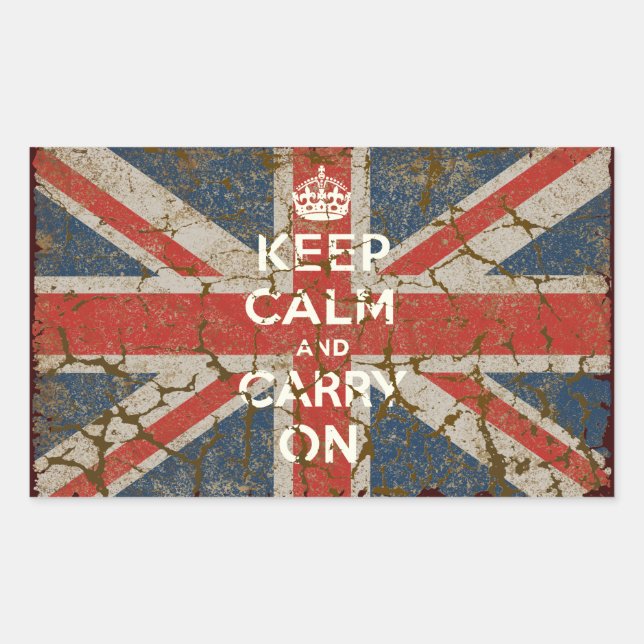 Keep Calm and Carry On with UK  Flag Sticker (Front)