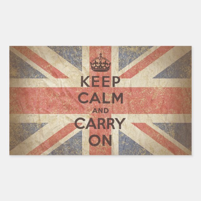 Keep Calm and Carry On with UK Flag Sticker (Front)