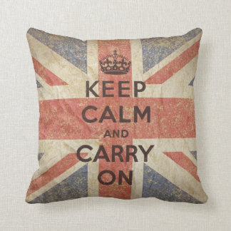 Keep Calm and Carry On with UK Flag Throw Pillow