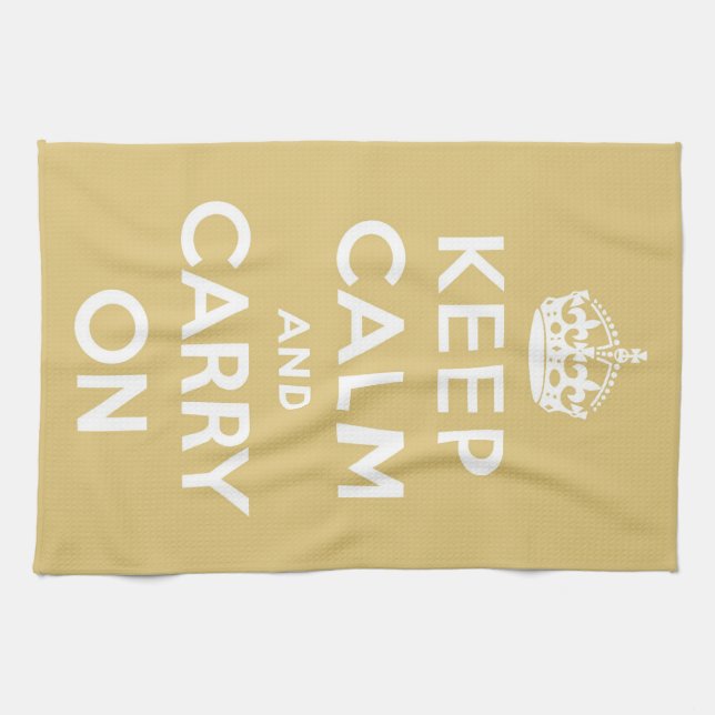 Keep Calm and Carry On Yellow Kitchen Towel (Horizontal)