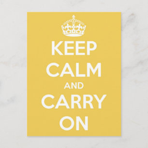 Keep Calm and Carry On Yellow Postcard
