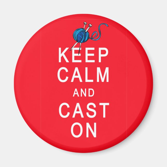 Keep Calm and Cast On Knitting Tshirt or Gift Magnet (Front)