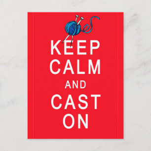 Keep Calm and Cast On Knitting Tshirt or Gift Postcard