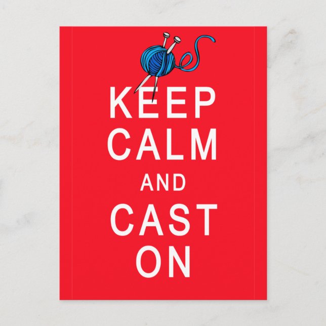 Keep Calm and Cast On Knitting Tshirt or Gift Postcard (Front)