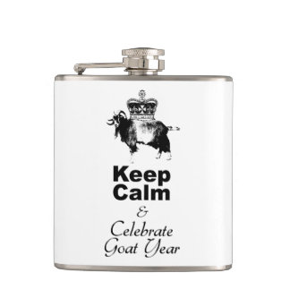Keep Calm and Celebrate Goat Year Hip Flask