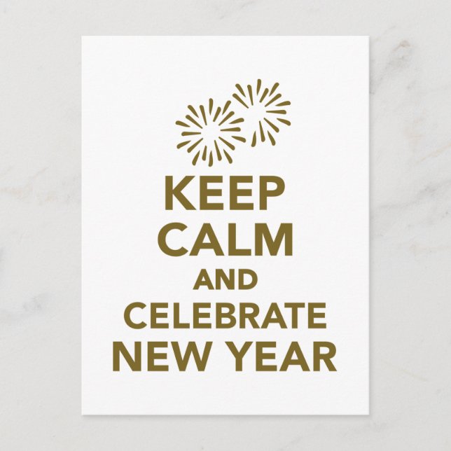 Keep calm and celebrate new year holiday postcard (Front)