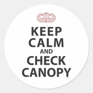 KEEP CALM AND CHECK CANOPY CLASSIC ROUND STICKER