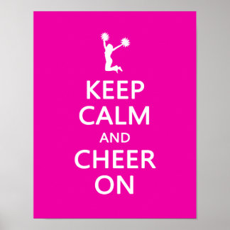 Keep Calm and Cheer On, Cheerleader Pink Poster