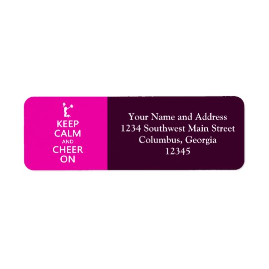 Keep Calm and Cheer On, Cheerleader Pink Return Address Label