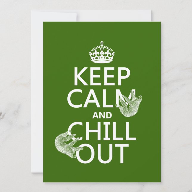 Keep Calm and Chill Out (sloth) (any colour) Invitation (Front)