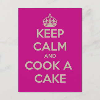 keep calm and cook a cake postcard