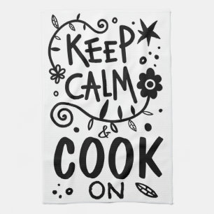 Keep Calm and Cook On Quote Typography Kitchen Towel
