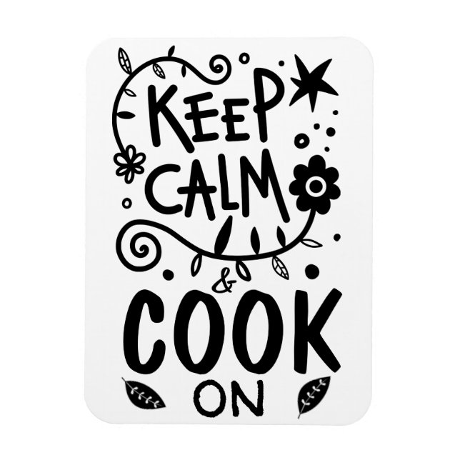 Keep Calm and Cook On Quote Typography Magnet (Vertical)