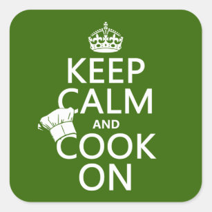 Keep Calm and Cook On Square Sticker