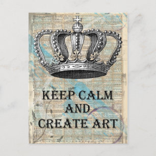Keep Calm and Create Art Vintage Abstract Design Postcard