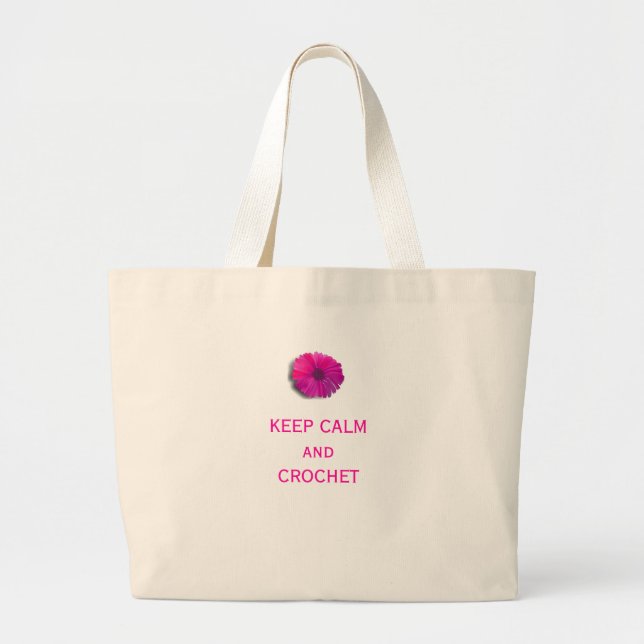 Keep Calm and Crochet Large Tote Bag (Front)