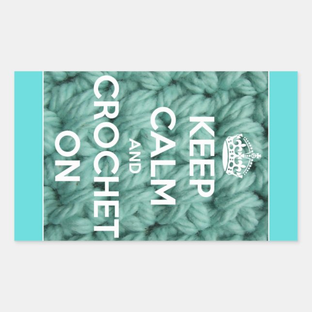 Keep Calm and Crochet On Blue Sticker (Front)