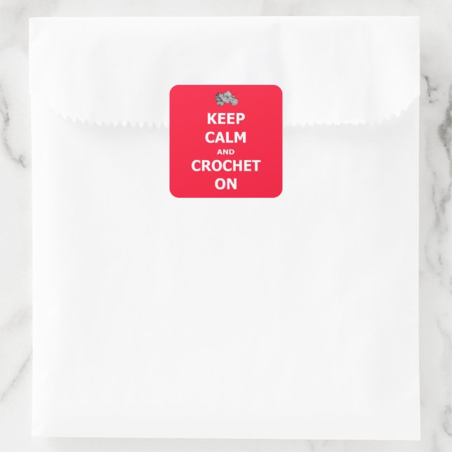 Keep calm and crochet on square sticker (Bag)