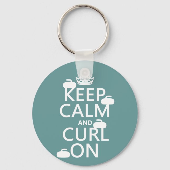 Keep Calm and Curl On (any colour) Keychain (Front)