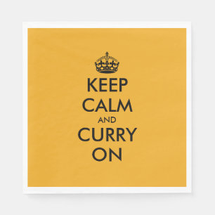Keep calm and curry on funny yellow paper napkin