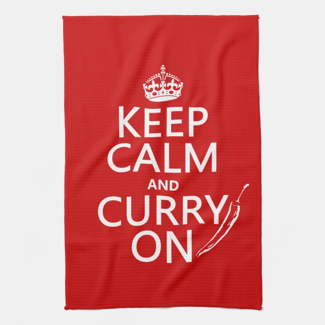 Keep Calm and Curry On Kitchen Towel (Vertical)