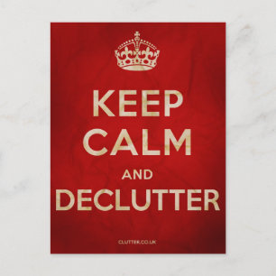 Keep Calm and Declutter postcard