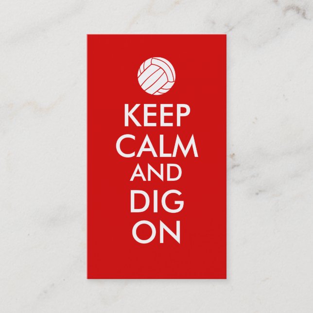 Keep Calm and Dig On Volleyball Sports Lovers Business Card (Front)