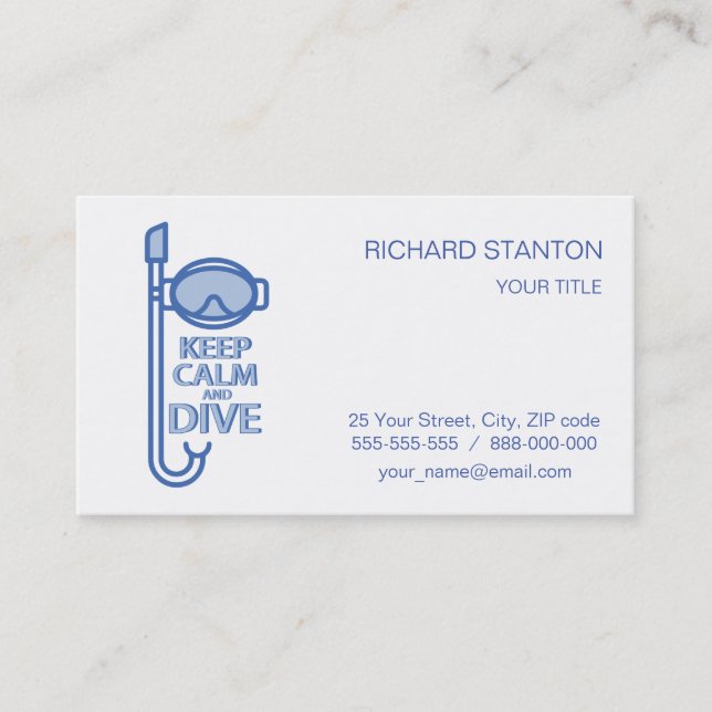 Keep calm and dive business card (Front)