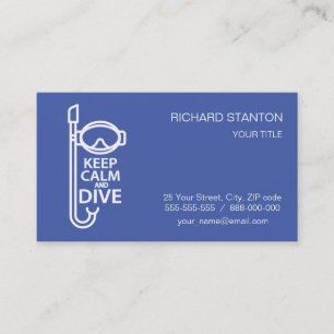 Keep calm and dive business card