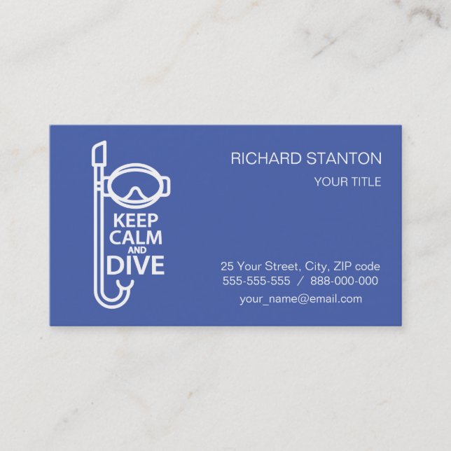 Keep calm and dive business card (Front)